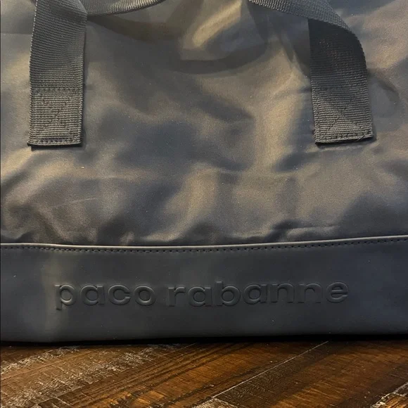 Paco Rabanne Logo Duffle Bag Black Gym Travel Weekender NWOT